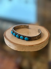 Load image into Gallery viewer, Vintage Traditional Navajo Native American Sterling Silver 5-Stone Sleeping Beauty Turquoise Cuff Bracelet
