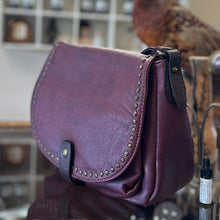 Load image into Gallery viewer, The CHEYENNE Burgundy Studded Front Flap Shoulder Bag
