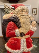 Load image into Gallery viewer, Vintage 1940s German Christmas Embossed Die Cut Cardboard Santa Claus Standup Decoration | Made in Germany
