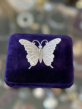 Load image into Gallery viewer, Vintage Midcentury Signed BEAU Sterling Silver Brushed Butterfly Brooch

