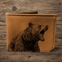 Load image into Gallery viewer, Backerton Printmaker Leather Wallet: Bear | Grey or Brown

