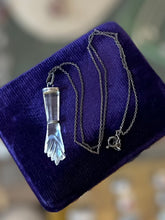 Load image into Gallery viewer, Vintage 800 Silver Clear Quartz Figa Fist Mano Fica Pendant on Sterling Silver Chain Necklace 16.9”
