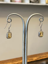 Load image into Gallery viewer, Vintage Sterling Silver &amp; Faceted Citrine Rectangular Dangle Drop Earrings
