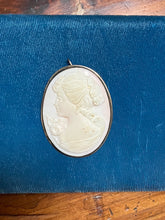 Load image into Gallery viewer, Large Vintage Sterling Silver Pink White Toned Carved Cameo Pin Brooch Pendant
