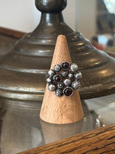 Load image into Gallery viewer, Vintage Israel Sterling Silver &amp; Genuine Garnet Cabochon Brutalist Bubble Cluster Statement Ring US 7 3/4
