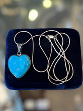 Load image into Gallery viewer, Vintage Signed RLS Mexico Sterling Silver Genuine Turquoise Heart Necklace 24"
