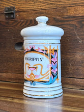 Load image into Gallery viewer, Vintage Porcelain Medicine Pharmacy APOTHECARY Jar w/ Lid Ascriptin 1940s Japan

