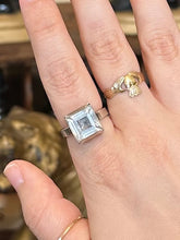 Load image into Gallery viewer, Vintage Signed Hallmarked BEH Bengt Hallberg Swedish Sterling Silver Faceted Rock Crystal Square Modernist Ring Adjustable
