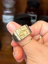 Load image into Gallery viewer, Vintage WWII Trench Art Ring Naples 1944 Mt Vesuvius Eruption Silver Signet | Size 11
