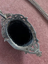 Load image into Gallery viewer, Vintage Signed Kabana KBN Sterling Silver &amp; 14K Black Onyx Pendant Necklace 17”
