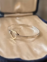 Load image into Gallery viewer, Vintage Signed TIFFANY &amp; CO. 2003 Sterling Silver and 18K Yellow Gold Heart Hook Bangle Bracelet Y2K
