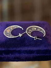 Load image into Gallery viewer, Vintage 1990s Sterling Silver Heart Open Hoop Earrings “Hearts in a Cage” Signed BEAU
