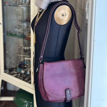 Load image into Gallery viewer, The CHEYENNE Burgundy Studded Front Flap Shoulder Bag
