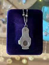 Load image into Gallery viewer, Antique Victorian Engraved &amp; Monogrammed WR Sterling Silver Cigar Cutter Pendant on Sterling Ball Bead Chain Necklace 17.5”
