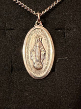 Load image into Gallery viewer, Vintage Signed Hayward Sterling Silver Saint Mary Virgin Mary Miraculous Medal Religious Pendant Necklace in Box
