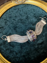 Load image into Gallery viewer, Chunky Sterling Silver &amp; Genuine Amethyst Multi Strand Statement Necklace and Bracelet Set
