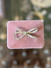 Load image into Gallery viewer, Vintage Signed Corocraft Baguette Rhinestone Silver Tone Bow Brooch
