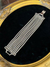 Load image into Gallery viewer, Vintage Midcentury Silver Tone Multi Strand Snake Chain Bracelet 7.5” Machine Age
