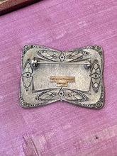 Load image into Gallery viewer, Vintage Signed CATHERINE POPESCO France Art Deco Art Nouveau Revival Purple &amp; Green Enamel with Rhinestone Brooch and Pierced Earrings Set
