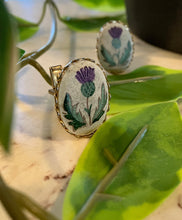 Load image into Gallery viewer, Vintage Pair of Foxglove Plant Bullet Back Cufflinks Bisque &amp; Silver Tone Poisonous Flower

