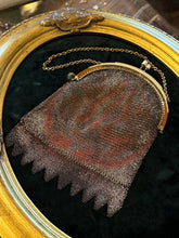 Load image into Gallery viewer, Vintage Art Deco 1930s German Micro Mesh Art Deco Burnt Orange Enameled Flapper Purse Handbag
