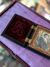 Load image into Gallery viewer, Antique Woman Daguerreotype Ambrotype Gutta Purcha Case Burgundy Velvet Photograph Portrait
