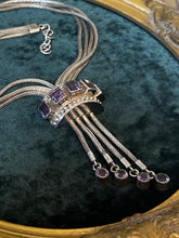 Load image into Gallery viewer, Chunky Sterling Silver &amp; Genuine Amethyst Multi Strand Statement Necklace and Bracelet Set
