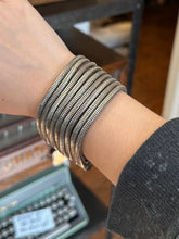 Load image into Gallery viewer, Vintage Midcentury Silver Tone Multi Strand Snake Chain Bracelet 7.5” Machine Age
