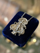 Load image into Gallery viewer, Vintage 1970s Silverplate Casting Pendant Necklace Winged Helmet Goddess Silver Tone Chain 15.5”
