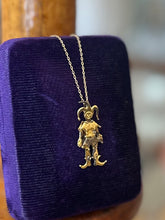 Load image into Gallery viewer, Vintage Gold Plated Sterling Silver Articulated Jester Pendant Necklace 17.75”
