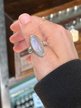 Load image into Gallery viewer, Vintage Sterling Silver Polished Rainbow Moonstone Cabochon Statement Ring US 8 3/4
