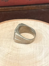 Load image into Gallery viewer, Vintage WWII Trench Art Ring Naples 1944 Mt Vesuvius Eruption Silver Signet | Size 11
