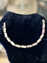 Load image into Gallery viewer, Vintage Sterling Silver White Fire Opal Inlay Link Bracelet 7.5”
