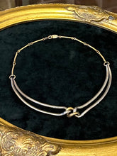 Load image into Gallery viewer, Vintage Circa 1980s Signed NAPIER Two Tone Silver &amp; Gold Modernist Knot Choker Necklace 14.75”
