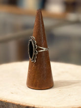 Load image into Gallery viewer, Vintage 925 Sterling Silver Black Onyx Marquise Scroll Design Ring US Size 8.5
