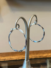 Load image into Gallery viewer, Vintage Sterling Silver 925 Flat Twist Hoop Earrings Thin Silver Hoops
