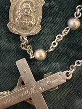 Load image into Gallery viewer, Vintage Art Deco 1940s Signed SWIFT &amp; FISHER All Sterling Silver Bead 21” Rosary Engraved F. Wuensch ‘48 Religious
