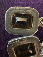 Load image into Gallery viewer, Vintage Sterling Silver &amp; Faceted Citrine Rectangular Dangle Drop Earrings
