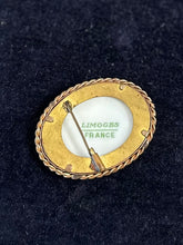 Load image into Gallery viewer, Vintage Signed LIMOGES FRANCE Painted Porcelain Portrait of a Lady Oval Gold Tone Brooch
