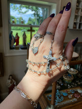 Load image into Gallery viewer, Vintage 1940s Clear Hand Cut Crystal Sterling Silver Crucifix Rosary 20.75&quot;
