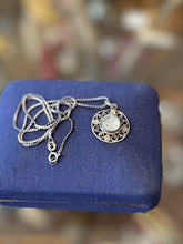 Load image into Gallery viewer, Vintage Signed SAJEN 925 Sterling Silver Quartz Moon Face Pendant Necklace Bali Celestial
