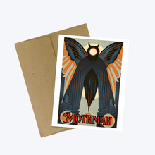 Load image into Gallery viewer, Art Deco Style Mothman Notecard: Brown Kraft Paper Envelope
