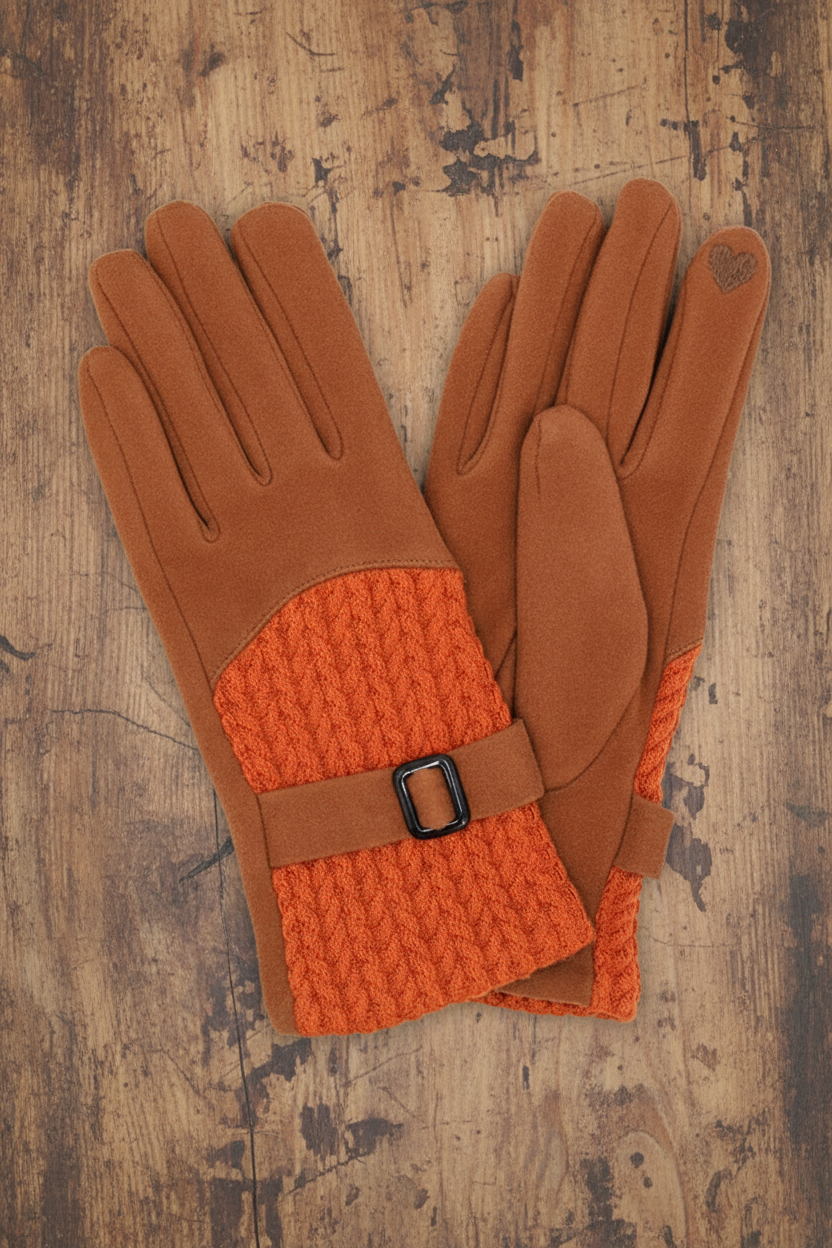 Cable and Band Detailed Smart Touch Winter Gloves