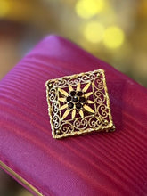 Load image into Gallery viewer, Vintage 1960s Signed Andreas Daub German Rolled Gold &amp; Genuine Garnet Filigree Brooch Midcentury
