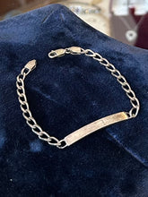 Load image into Gallery viewer, Vintage Sterling Silver Engraved Chevron ID Name Plate Flat Curb Link Unisex Bracelet 7.5” | Blank
