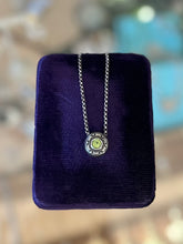 Load image into Gallery viewer, Vintage Signed GPC 925 Sterling Silver &amp; Green Cubic Zirconia Faux Peridot Slider Pendant Necklace 16.4”
