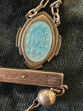 Load image into Gallery viewer, Vintage Signed GK GOLDI KAPLAN All Sterling Silver Bead Blue Enamel Mary 20.6” Rosary Engraved Elizabeth A. Cronauer Religious
