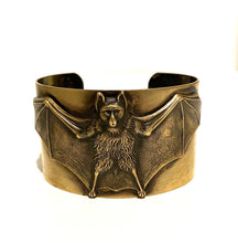 Load image into Gallery viewer, Handmade Gothic Solid Brass Bat Wide Cuff Bracelet - Lucretia
