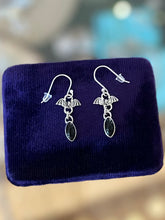 Load image into Gallery viewer, Sterling Silver &amp; Black Onyx Bat Dangle Earrings
