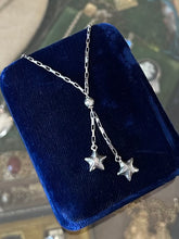 Load image into Gallery viewer, Vintage Sterling Silver Paperclip Chain Puffy Stars &amp; Disco Ball Beads Lariat Necklace 17.9”
